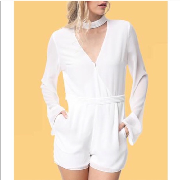BUY 2 GET 1 'Alaia' Pleat Band Romper White - Picture 5 of 5